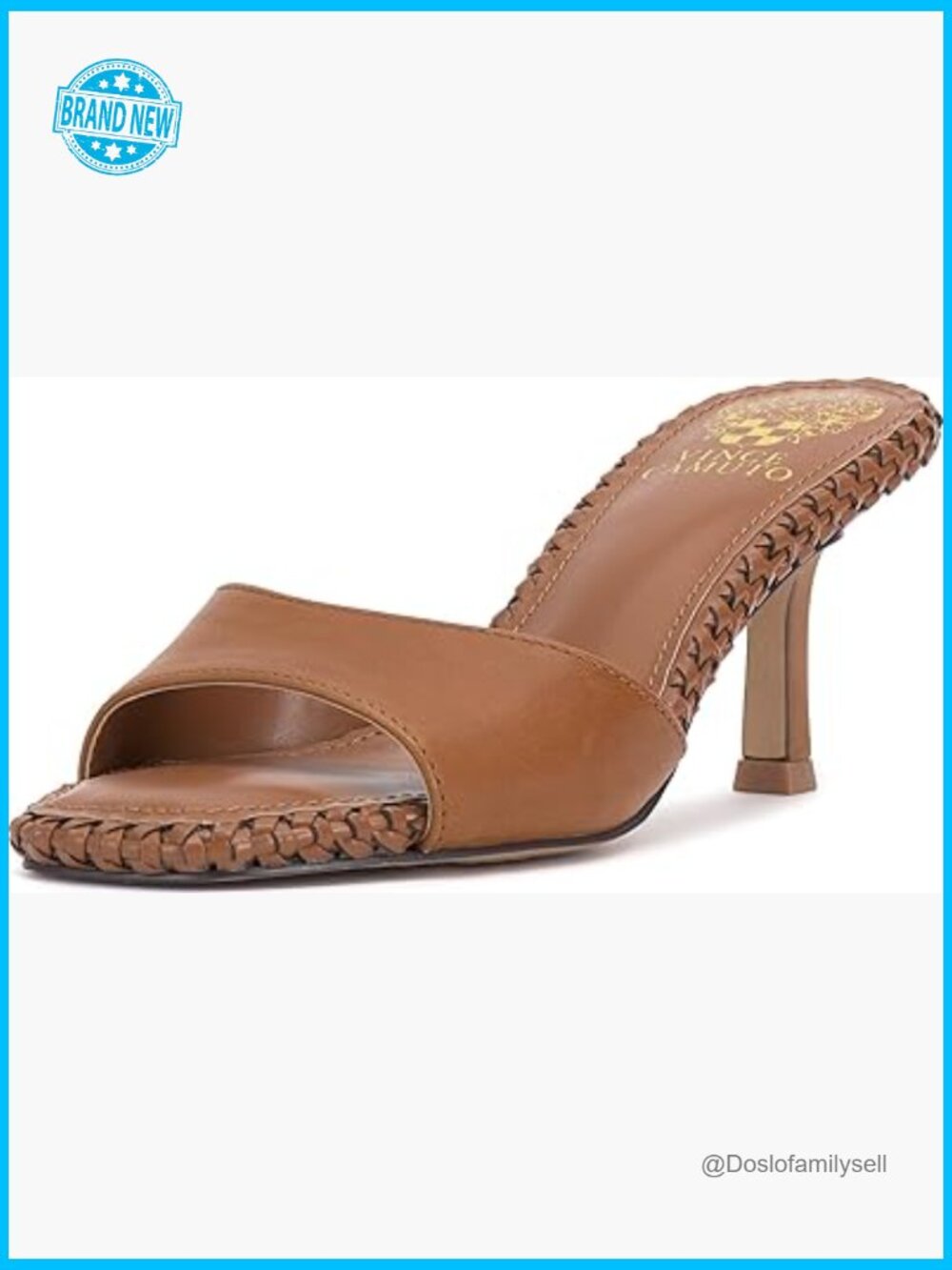 Leather Mules Heeled Square Toe Stiletto Sandals Dressy Slide Shoes Elegant